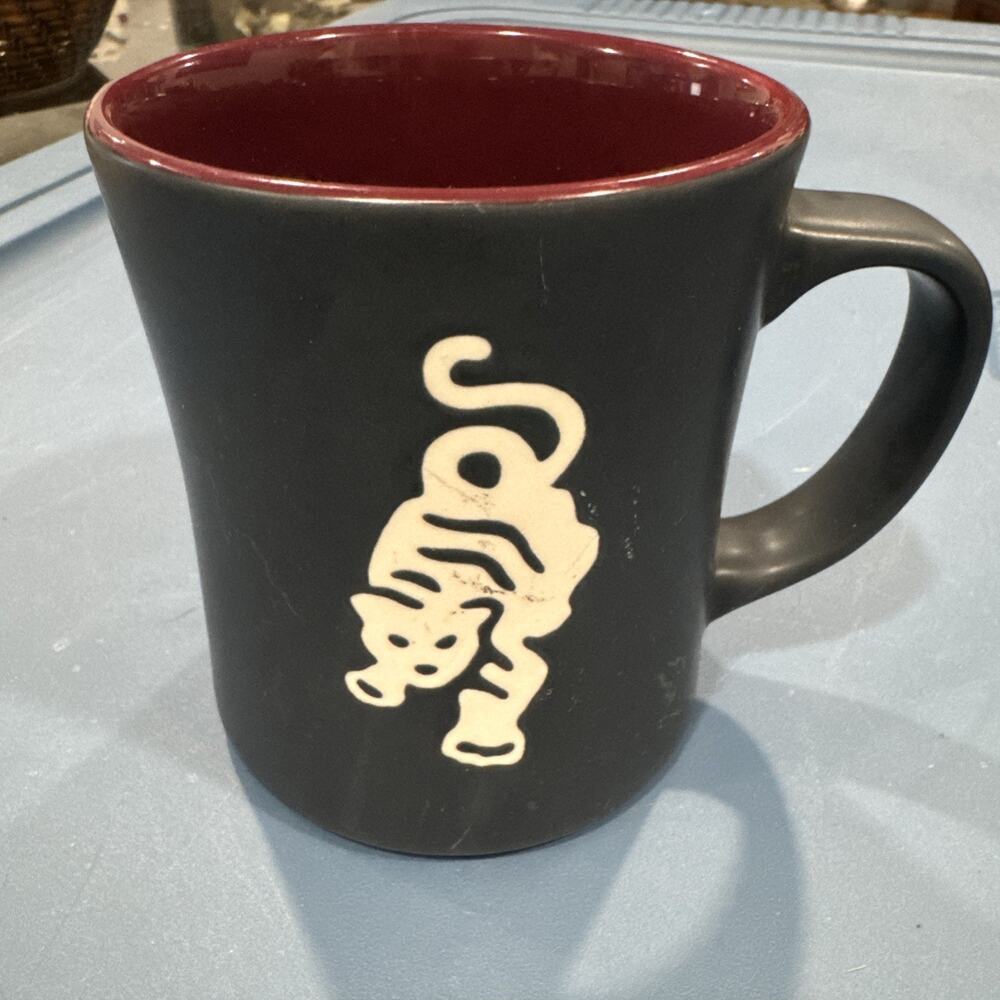 Starbucks Sumatra Tiger 2012 Coffee Mug Matte Black And Maroon 16oz. Collectible